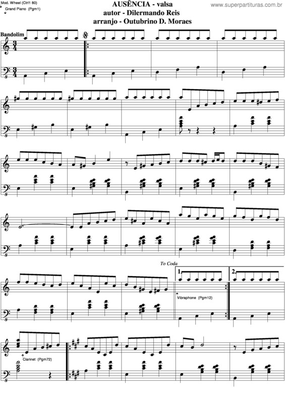 Partitura da música Ausência v.6