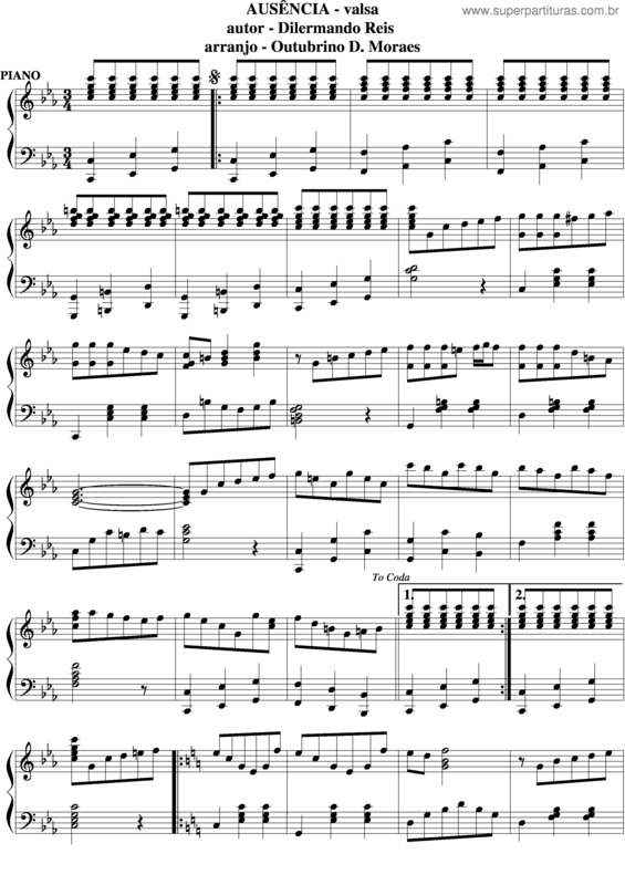 Partitura da música Ausência v.7