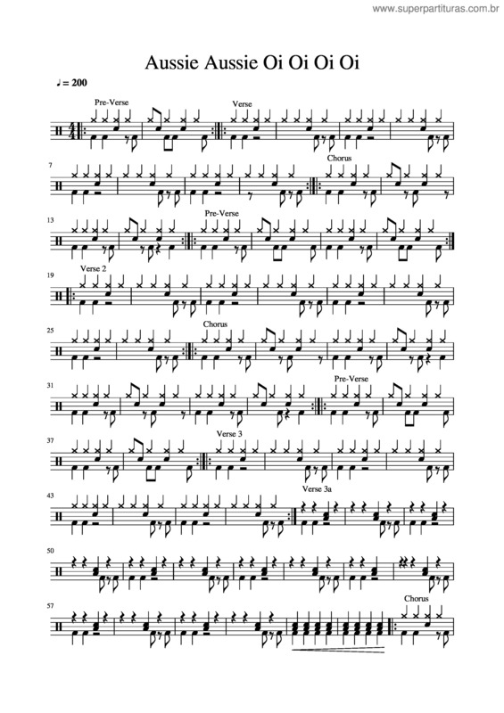 Partitura da música Aussie Aussie Oi Oi Oi Oi