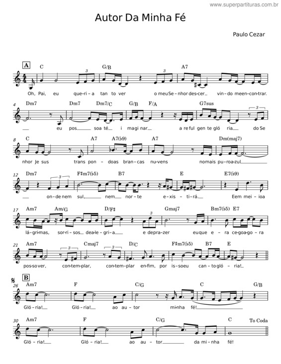 Partitura da música Autor Da Minha Fé v.15