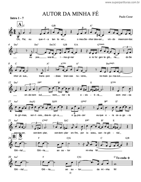 Partitura da música Autor Da Minha Fé v.2