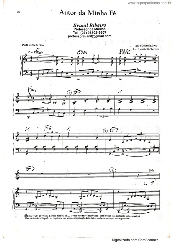 Partitura da música Autor Da Minha Fé v.4