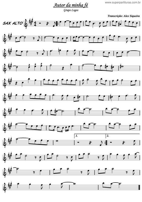 Partitura da música Autor Da Minha Fé