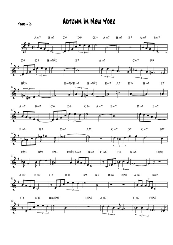 Partitura da música Autumn in New York v.2