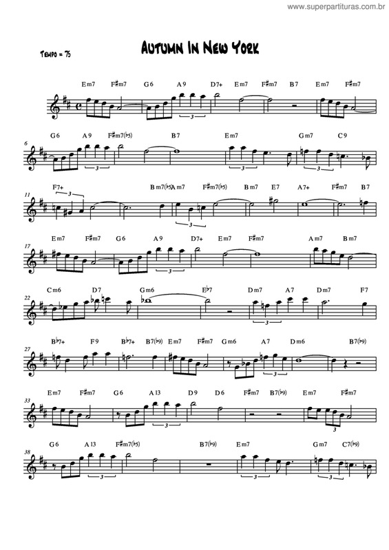 Partitura da música Autumn In New York v.3