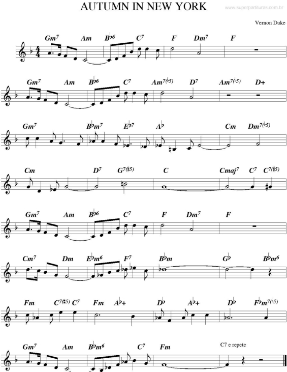 Partitura da música Autumn In New York