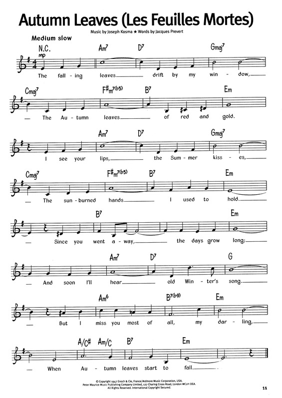 Partitura da música Autumn Leaves (Les Feuilles Mortes) v.2