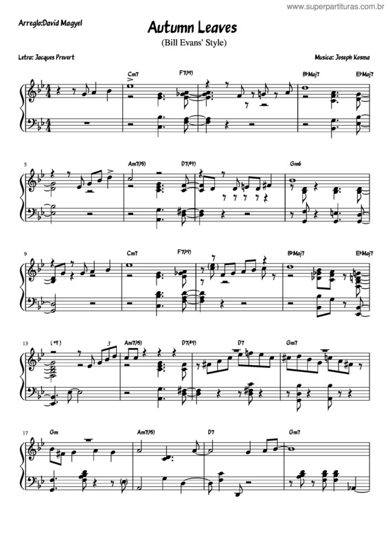 Partitura da música Autumn Leaves v.12