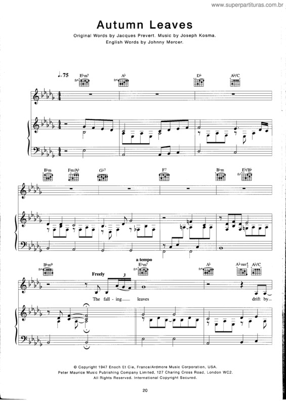 Partitura da música Autumn Leaves v.4