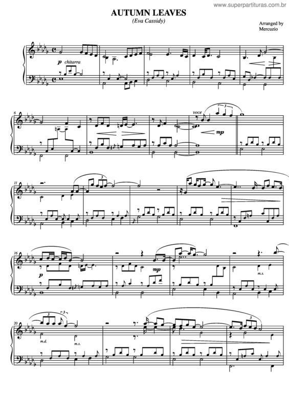 Partitura da música Autumn Leaves v.5