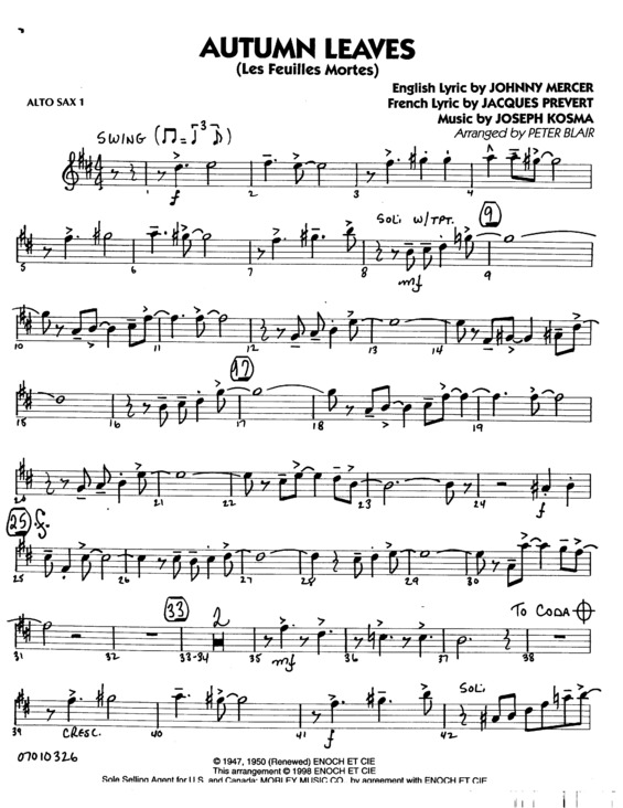 Partitura da música Autumn Leaves v.6