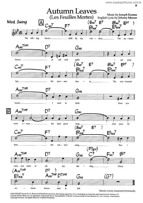 Partitura da música Autumn Leaves v.8