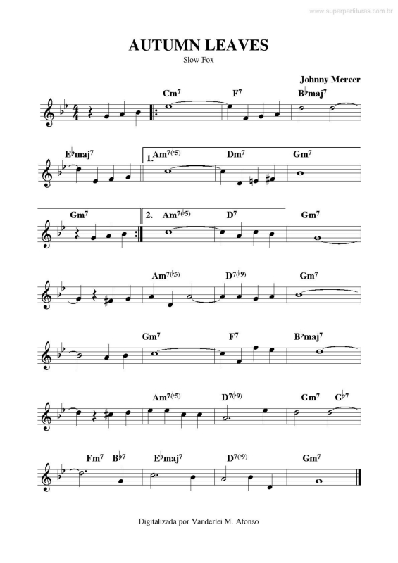 Partitura da música Autumn Leaves