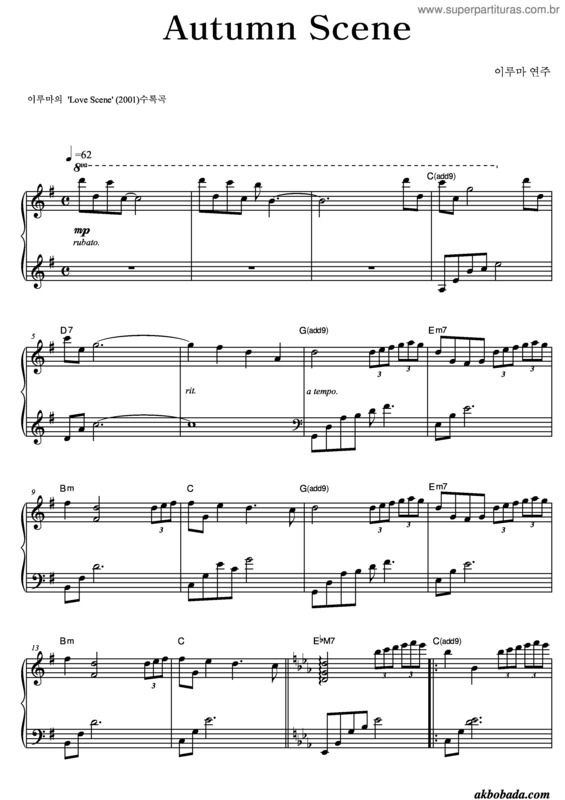 Partitura da música Autumn Scene