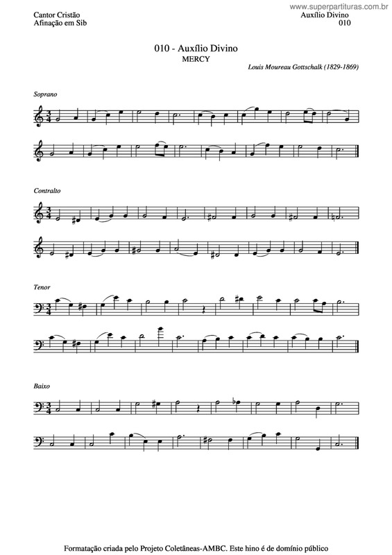 Partitura da música Auxílio Divino v.3