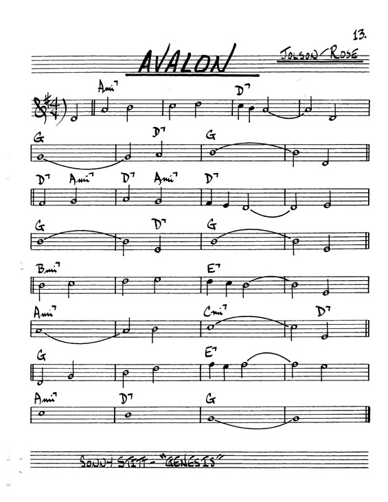Partitura da música Avalon