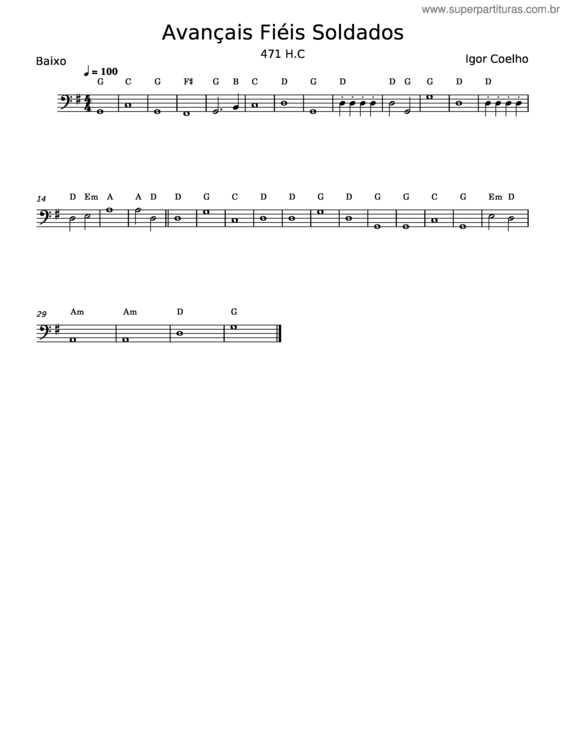 Partitura da música Avançais Fiéis Soldados – Igor Coelho