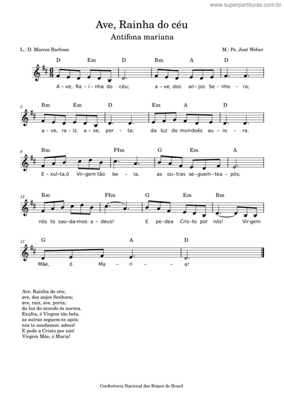 Partitura da música Ave, Rainha Do Céu v.4