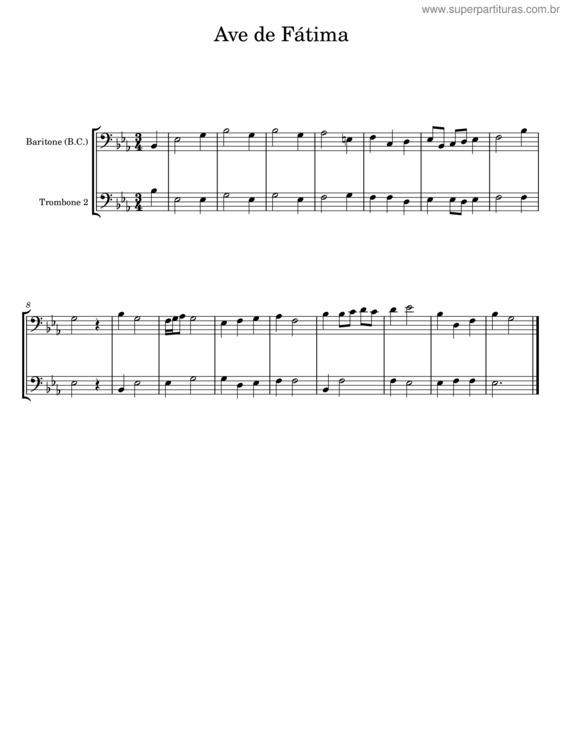 Partitura da música Ave De Fátima v.3