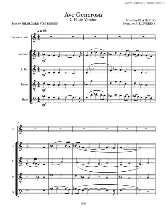 Partitura da música Ave Generosa – Ola Giejlo Giejlo  – Ave Generosa