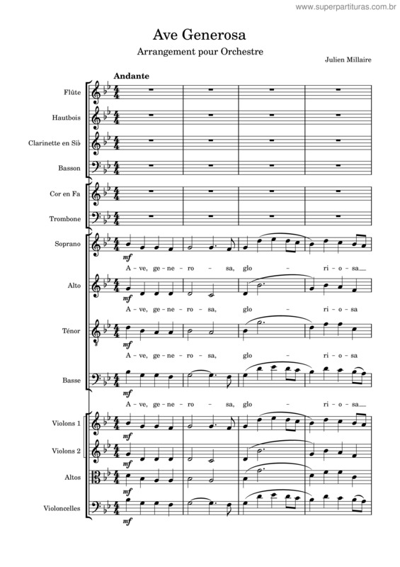 Partitura da música Ave Generosa
