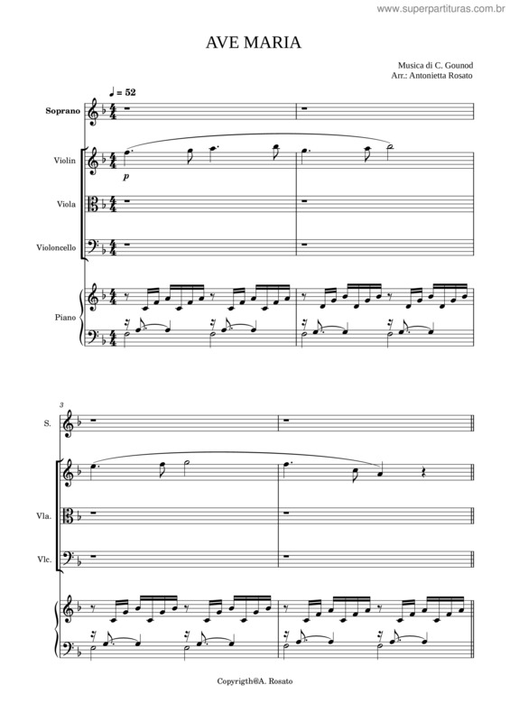 Partitura da música Ave Maria  – Charles Gounod Arrangiamento Di Antonietta Rosato