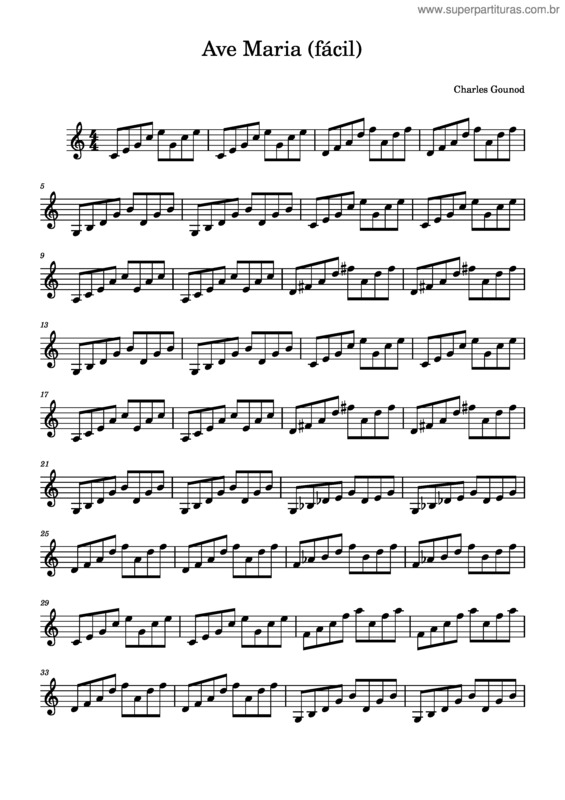Partitura da música Ave Maria  – Charles Gounod Ave Maria  Fácil