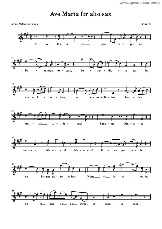 Partitura da música Ave Maria  – Charles Gounod For Alto Sax