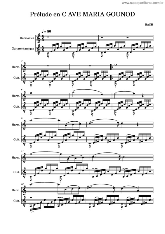 Partitura da música Ave Maria  – Charles Gounod Prélude En C Ave Maria Gounod