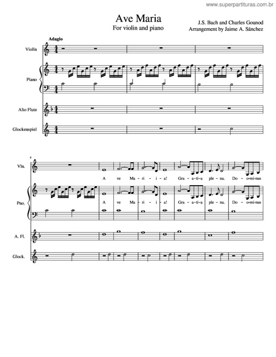 Partitura da música Ave Maria  – Charles Gounod v.4