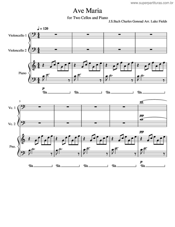Partitura da música Ave Maria  – Charles Gounod v.5