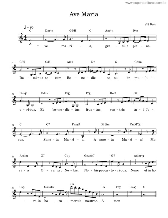 Partitura da música Ave Maria  – Charles Gounod v.7