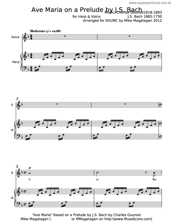 Partitura da música Ave Maria  – Charles Gounod v.9