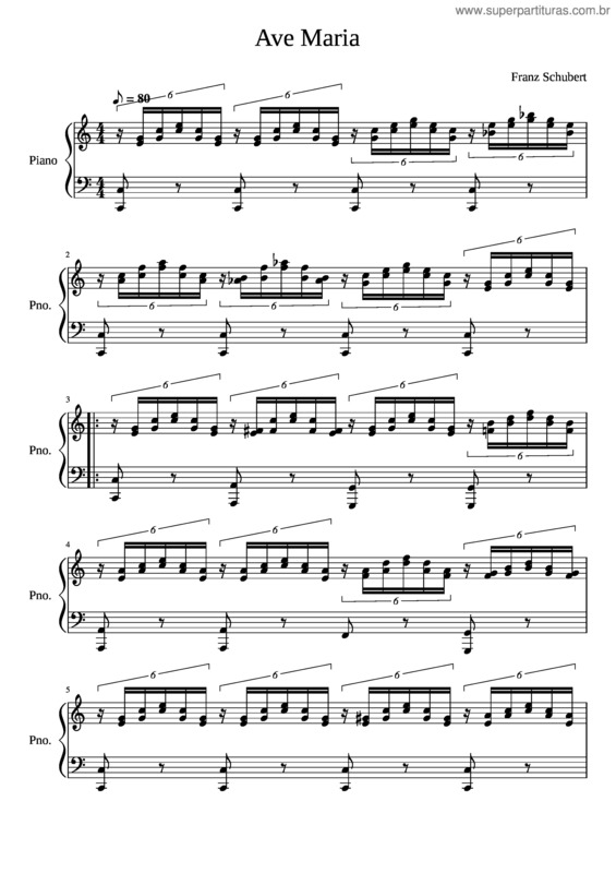 Partitura da música Ave Maria  – Franz Schubert Ave Maria Schubert
