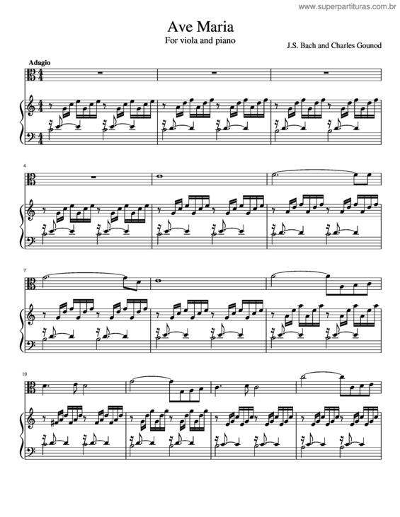 Partitura da música Ave Maria  – J.S. Bach And Charles Gounod