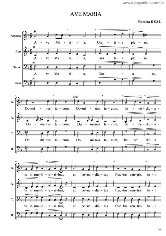 Partitura da música Ave Maria  – Ramiro Real