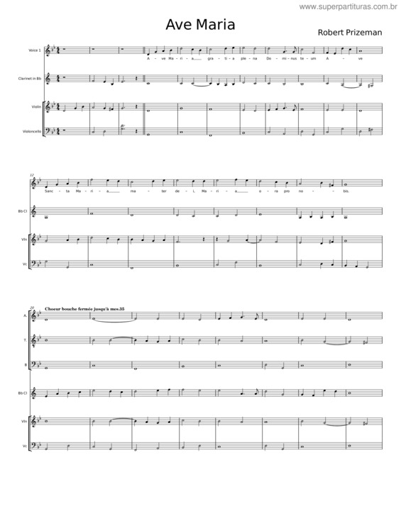 Partitura da música Ave Maria  – Robert Prizeman