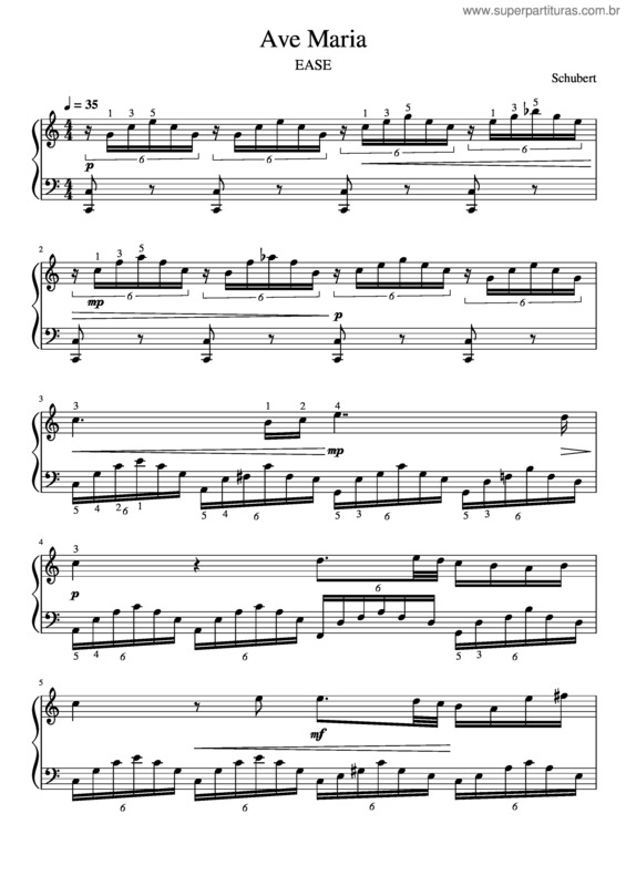 Partitura da música Ave Maria  – Schubert Ease