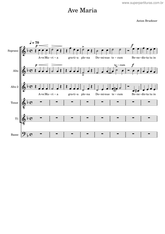 Partitura da música Ave Maria – Anton Bruckner Bruckner –  Ave Maria v.2