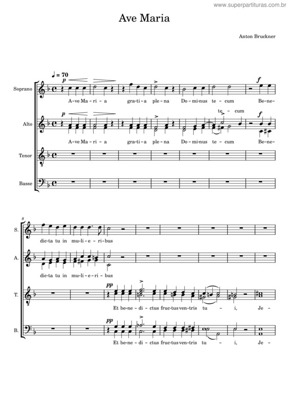 Partitura da música Ave Maria – Anton Bruckner Bruckner –  Ave Maria