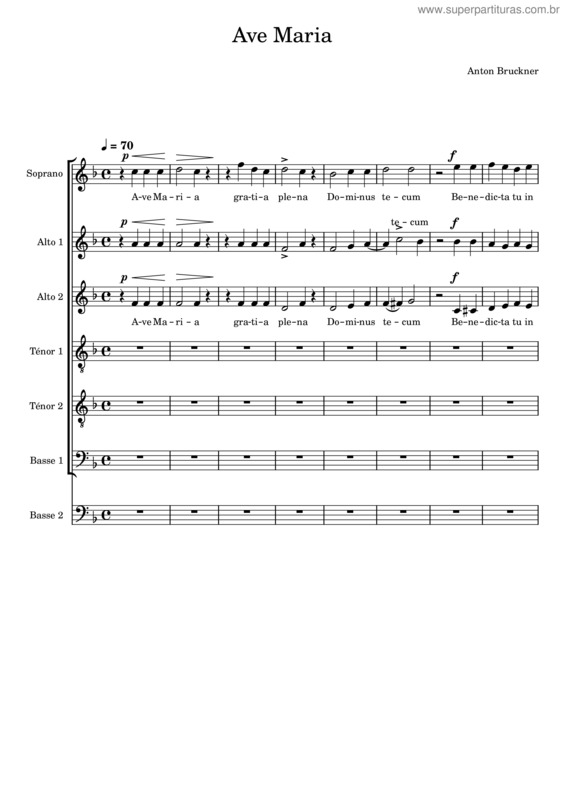 Partitura da música Ave Maria – Anton Bruckner Bruckner – Ave Maria v.2