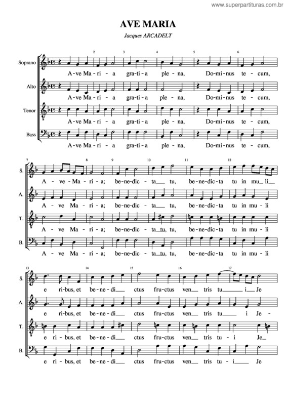 Partitura da música Ave Maria – Arcadelt v.3