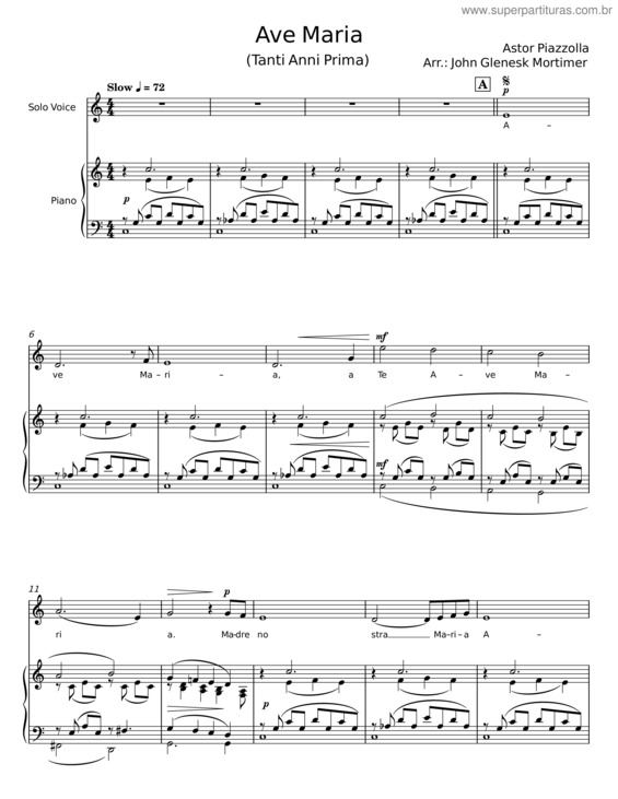 Partitura da música Ave Maria – Astor Piazzolla v.6