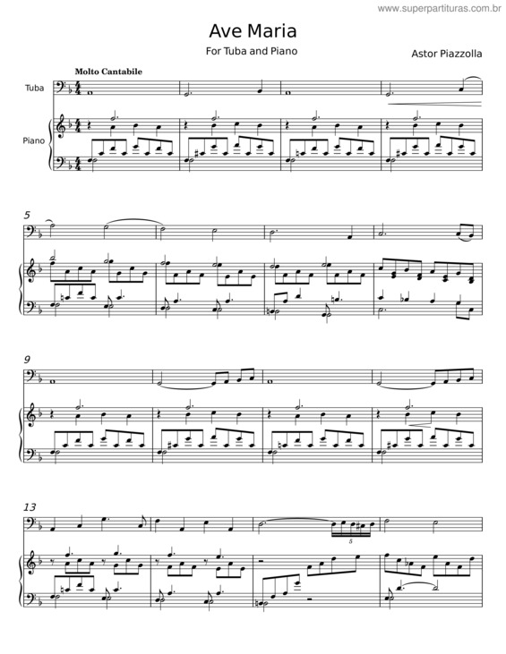 Partitura da música Ave Maria – Astor Piazzolla v.7