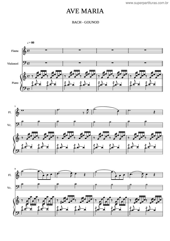 Partitura da música Ave Maria   Bach–Gounod