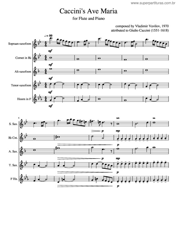 Partitura da música Ave Maria – Caccini v.3