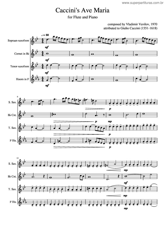Partitura da música Ave Maria – Caccini v.4