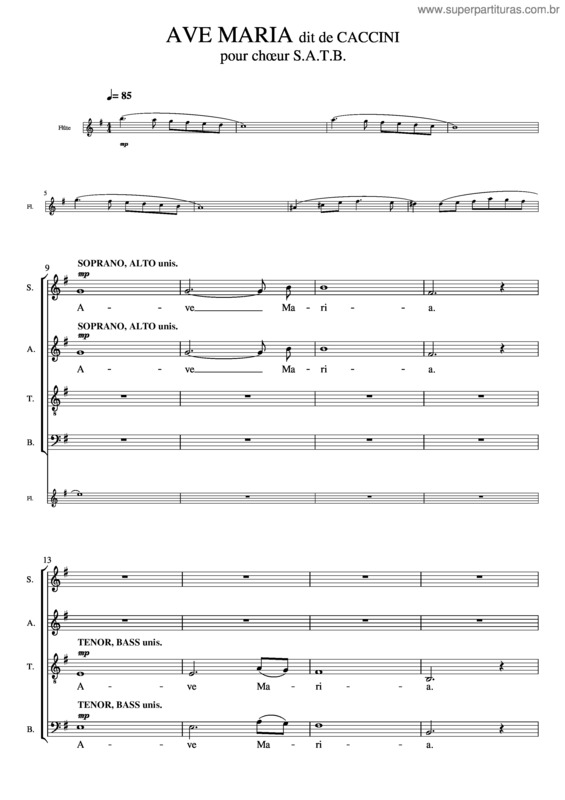 Partitura da música Ave Maria – Caccini v.5