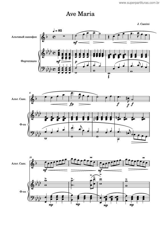 Partitura da música Ave Maria – Caccini/Vavilov Ave Maria