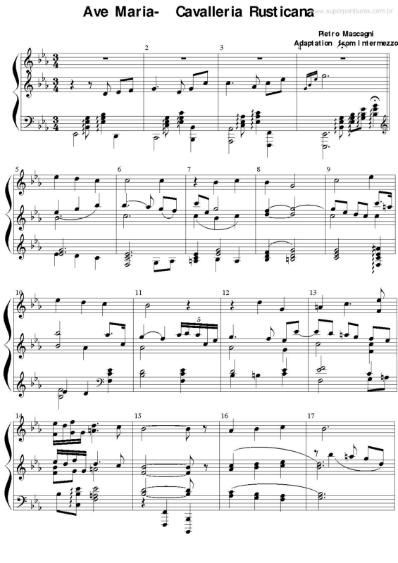 Partitura da música Ave Maria - Cavalleria Rusticana